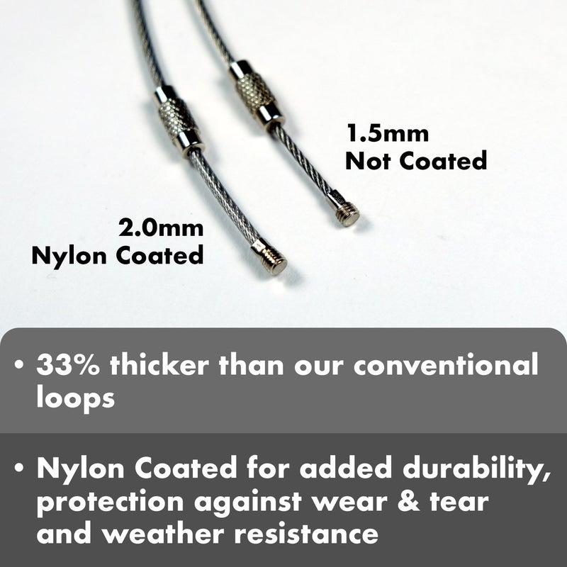 Millennial Essentials Stainless Steel Wire Keychains 2mm 6.3 Inches Aircraft Cable Key Ring Loops for Hanging Luggage Tags or ID Tags (100 Pack Nylon Coated) - Image 2
